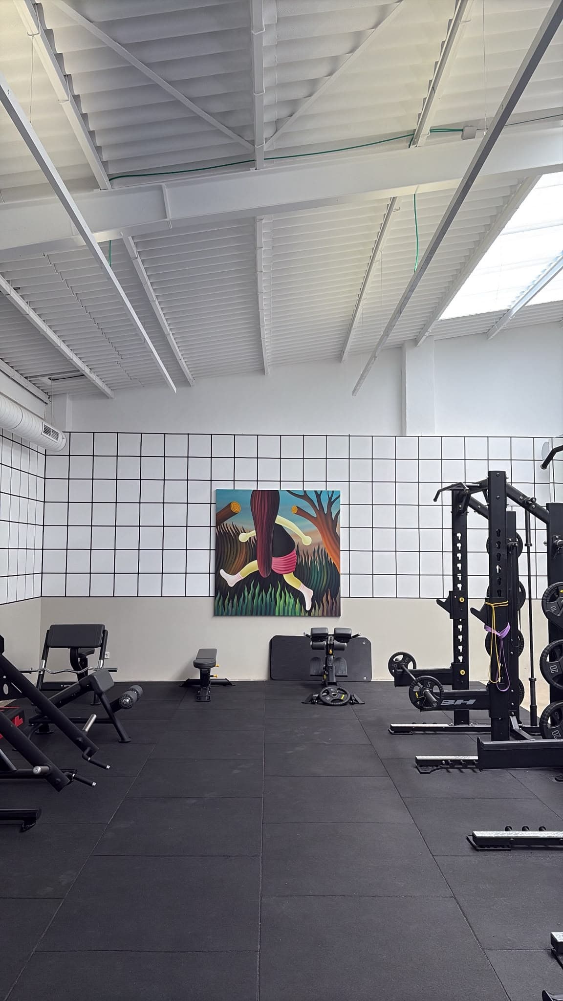 Zona de peso libre con racks y mancuernas en Premier Gym S'Escorxador, Palma